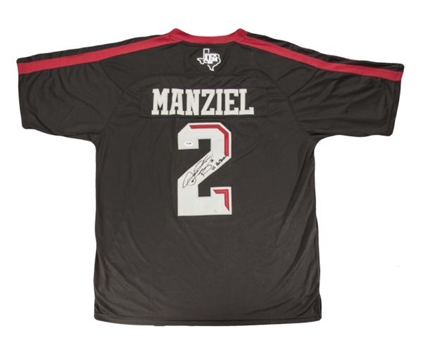 Johnny Manziel Signed Black Texas A & M Jersey Inscribed "Heisman 12"